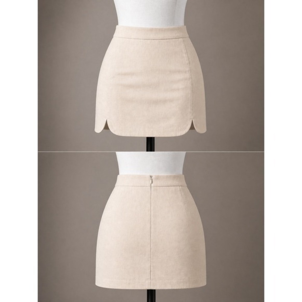 J Crew Scalloped Mini Skirt 4 Beige Wool Blend Preppy Workwear Skirt